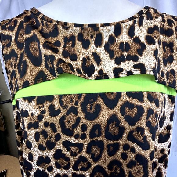 VOLL Animal print top blouse women's XL flowing long sleeveless browns loose - Picture 7 of 8